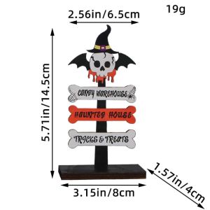 CUBBY Ghost Ghost Festival Guide Sign Pumpkin Wooden Halloween Skeleton Ornaments Creative Skeleton Halloween Pumpkin Wooden Sign Kids Toy