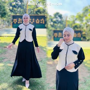 //NURE// baju gamis INAYA SET ROK BAHAN KNIT M L XL ATASAN BAWAHAN