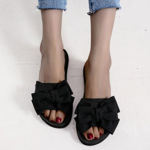 Free Shipping WomenS Slip-On Sandals With A Foam Sole New Summer Style Outdoor Linen Sandals With A Bow Flat-Soled Easy To Slip On