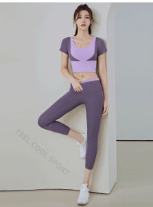 FITCOO SPORTS New fashion five-point yoga suit quick-drying high-waist butt-lifting tight-fitting fitness suit seamless nude sports suit
