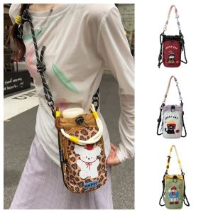 KEQI Cartoon Printed Water Bottle Bag Bucket Shape Style Lightweight Bag Trendy Versatile Shoulder Bag Outdoor Travel