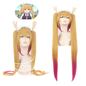 Nhỏ Nữ hầu rồng của nhà Lâm Em gái rung lắc Long Tô Lô cosplay Tóc giả Tóc dài thẳng phong cách anime COS Tóc giả