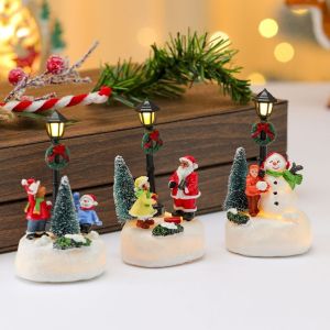 MYTHIS Multicolor Christmas Light Figurine Christmas Tree Cartoon Santa Snowman Mini Decorative Light Creative Waterproof Christmas Pathway Light Figurine Home Decoration