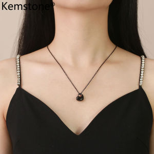 Kemstone สามารถเปิดสแตนเลส Cinerary Casket Heart หญิงสีดำทองเงินจี้สร้อยคอของที่ระลึกเครื่องประดับ
