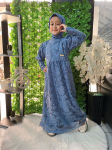 Gamis Anak Tanggung Brukat Malika Inara 5-17 Tahun Batwing Dress Gamis Polos Basic Premium Daily Kekinian Terbaru Bahan Cringkle Airflow Gamis Anak Perempuan gamis abaya anak