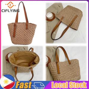 Casual Large Straw Beach Bag for Women Woven Summer Shoulder Bag Travel Handbag Purse