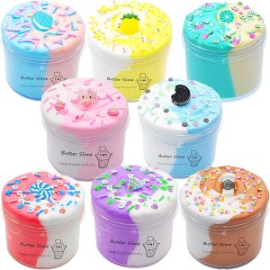 100ml 200ml Fluffy Butter Slimes Squish Toys Soft Clay Stretchy Non-sticky Slimes Making Set Scented Clay Fidget Toy Favors slime Anti Stress Charms Mud for Kids christmas Gifts