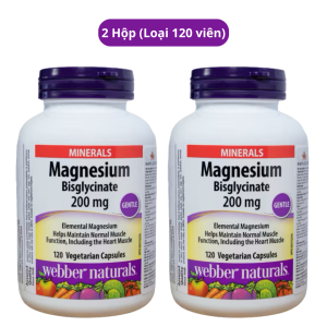 [Chính Hãng] Viên uống Magie Bisglycinate Webber Naturals 200mg hỗ trợ xương khớp giúp ngủ ngon giảm căng thẳng
