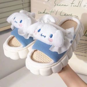 2023 New Thick Soled Non-Slip Cartoon Slippers Kawaii Sanrio Hello Kitty Cinnamoroll Kuromi Anime Cute Indoor Home Slippers