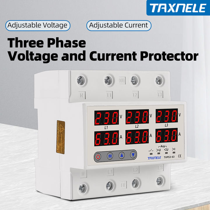 Three Phase Voltage Current Relay Protector 100A 63A 220V 380V 3P Over