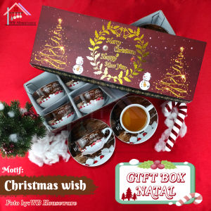 KOPIN cangkir set 6 pasang special edition motif natal merry christmas cup and saucer / hadiah hampers christmas/ hampers natal / kado gift box KPC