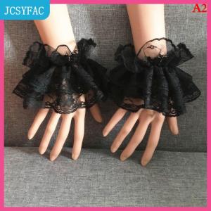 JCSYFAC Lolita tay áo cổ tay còng Xù Hoa Đen ren đàn hồi Vòng đeo tay nữ thanh lịch găng tay ren ngắn Halloween