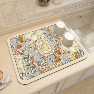 Kitchen diatom mud drain pad faucet absorbent pad stove countertop non-slip cushion bowl and chopsticks insulation disposable coaster/Countertop diatomite coaster kitchen nonwashable nonslip dish faucet drainage mat