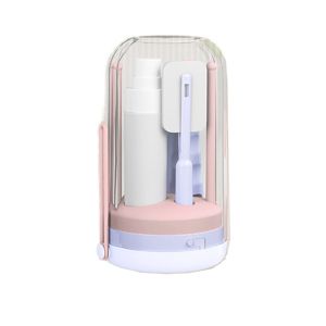 PROTRU Foldable 7 in 1 Bottle Brush Kit Soft Head Brush Vertical Drying Rack Silicone Pacifier Cleaning Kit Portable Dust Cover Baby Bottle Cleaner Home Use