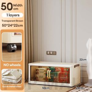 Hisoa 50-80cm Plastic Folding Storage Cabinet Organizer Foldable Storage Box For Clothes Toys