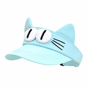0HOWWUU Sun Protection Cat Ears Visor Cap Quick-drying Big Eyes Cat Empty Top Cap Cute Breathable Sun Hat Women Summmer