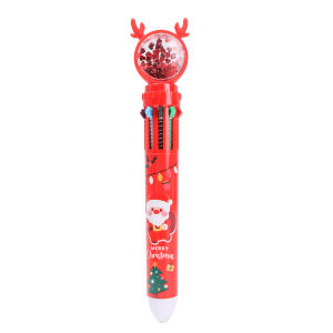 Kawaii Cute Elk Press Pen Retractable 10 Colors Christmas Ballpoint Pens 0.5mm Colorful Refill Rollerball Pen School Office Stationery Kids Gifts