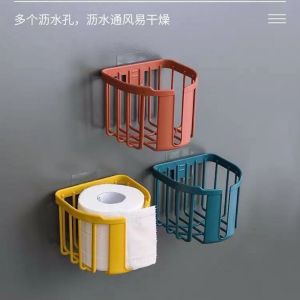 [Same Day Ship] Wall Mounted Tissue Case Waterproof Toilet Paper Holder Tissue Box Without Punching Wall-Mounted Tissue Box for Home Office Table