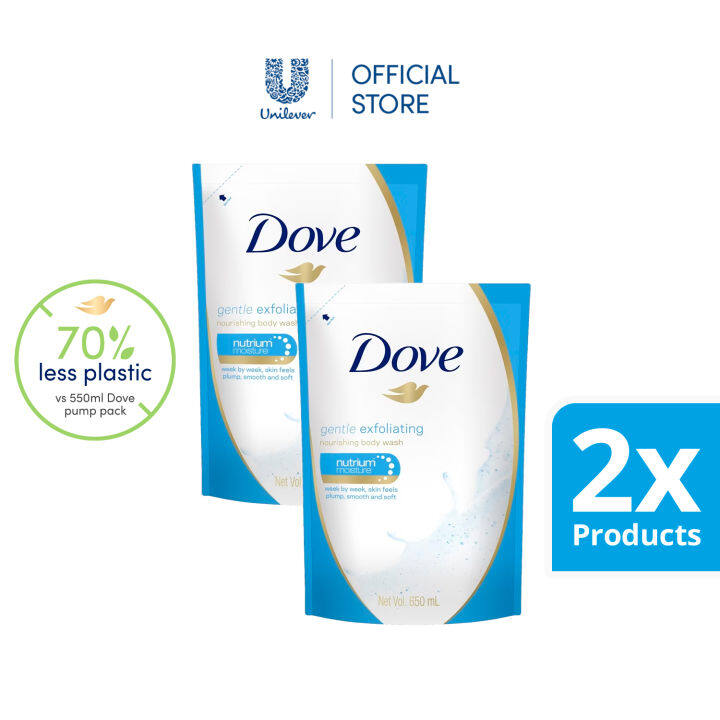 [BUNDLE OF 2] Dove Body Wash Gentle Exfoliating 650ml Refill | Lazada PH