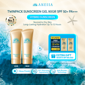 Anessa - Twinpack Gold Gel 90Gr - Sunscreen Bertekstur Gel dengan SPF 50++ Cocok Untuk Semua Tipe Kulit Cenderung Kering