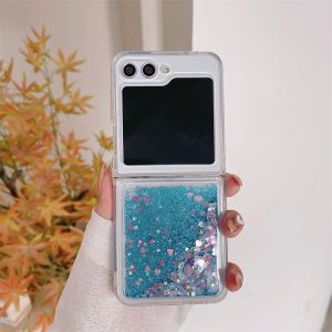 Glitter Quicksand Love Heart Case for Samsung Galaxy Z Flip 6 5 4 3 7 flip6 ZFlip Flip5 Colorful Bling Soft TPU Shockproof Cover