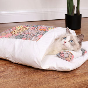 [DANDLEION] Cat sleeping bag Japanese-style cat nest sleeping bag Cat sleeping bag bed Keep Warm Cat Nest Sleeping nest Autumn and Winter Cats Bed Kennel blanket Cats nest