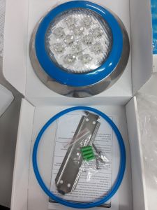 Đèn LED dưới nước 12W-12V vỏ ngoài Inox bo viền nhựa xanh ánh sáng vàng nhạt dùng trang trí bể bơi hoặc hồ cá  hay âm tường sân vườn hoặc hồ cá - thiết bị trang trí bể bơi