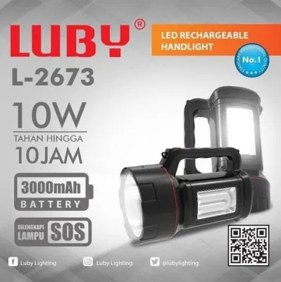 Senter Luby 10 watt Baterai Cas Ulang L 2673 Lampu Emergency LED
