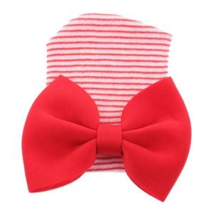 Thoải mái nắp ca-pô bông thoáng khí ấm áp Nón Kẻ Sọc cho thú cưng ngọt ngào Bowknot nắp ca-pô Mũ mũ cho trẻ sơ sinh 0-1 tháng