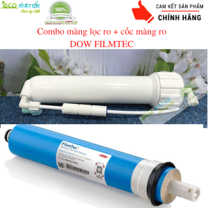 Combo màng lọc nước ro DOW + cốc màng lọc ro + van flow 300 đấu nhanh [ Tặng kèm 2m dây phi 6 và cút T đấu nhanh]