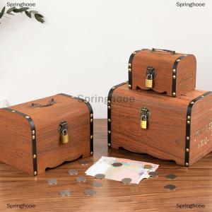 [COD] Springhooe 1 Set Vintage Treasure Storage Box Wooden Treasure Chest With Lock Piggy Bank Organizer Saving Box Case For Home Decoration
