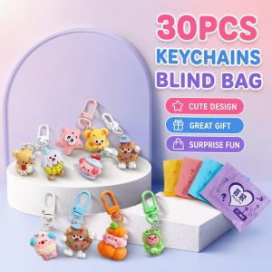 Happy Everyday.you Keychain Blind Box Set 30 Pieces Cartoon Mini PVC Pendant Surprise Bag Party Birthday Gifts