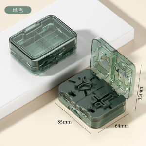 2 trong 1 dụng cụ chia thuốc với thuốc lưu trữ hai lớp multi-chia Hộp cắt thuốc kín chống ẩm xách tay nhỏ Pill trường hợp