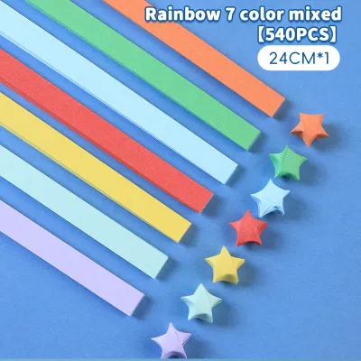 Colorful Paper Stars Origami 540 Sheets Gradient Rainbow Color Lucky Star DIY Handcraft Gift Decor Star Folding Strip Paper