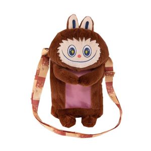 TESDFD Soft Labubu Ita Bag Anti-dust Cartoon Stitch Crossbody Bag Pink PVC Transparent Plush Phone Bag Women