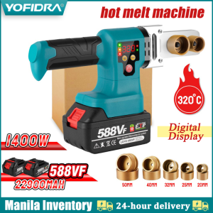 【Manila Inventory】320° 588VF R 1400W Pipe Welding Machine Digital Display Rechargeable Hot Melt Machine Plastic Welding Machine For Makita 18v Battery