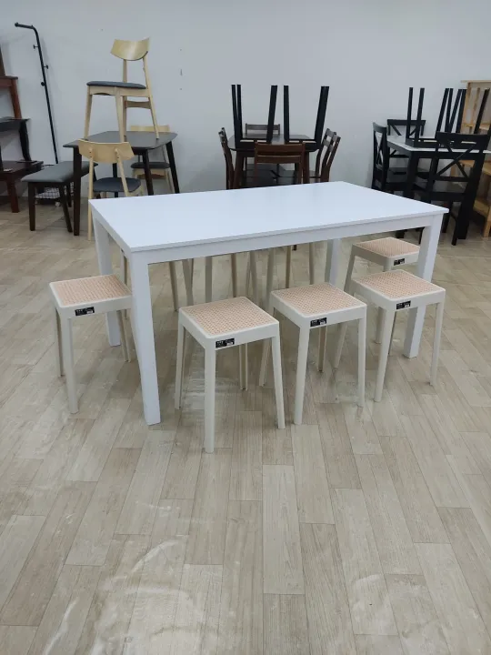 EWJ%20-%203600%209999/9984/9986%20Dining%20set%201+4/1+6/1+8%20with%20stool%20Meja%20Makan%20Murah%20Dining%20Table%20Meja%20Makan%20-%20Image%202