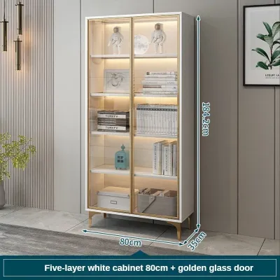 Book Display Bookshelf Bookcase Cabinet With Dust-proof Glass Door Light Case Household Office Display Shelf Case