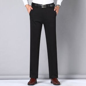 Mens Formal Pants Office Straight Loose Pant Non-ironing Stretchable Elastic Casual Trousers Business Seluar Slack Lelaki