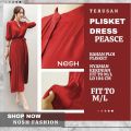 Long Dress Korea Ploi plisket lengan panjang wanita / Terusan Dres Kekinian Peacce - NOSH. 