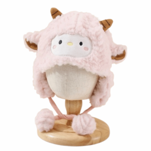 MEEU Kawaii Toddlers Sheep Plush Hat Soft Thickened Cartoon Beanie Caps Winter Beanie Hat Ear Protection Baby Warm Caps Winter Season