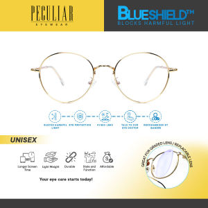 Peculiar Zion Round Anti-Radiation Lens in Thin Metal Frame Lightweight Replaceable for Prescription Optical Lens Eyewear / Eyeglass- Peculiar and Odd Collection/Eyeglasses with Replaceable Lens / Glasses for Men or Glasses for Women / Fashion Eyewear