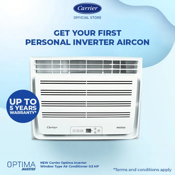 NEW Carrier Optima Inverter Window Type Air Conditioner 0.5HP