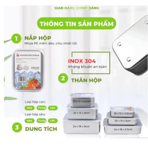 Hộp đựng thực phẩm inox Cherry- Hộp cạn và sâu có nắp bảo quản thực phẩm giúp ngăn mùi.