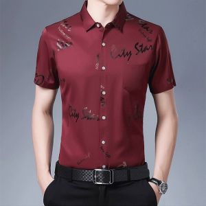 Kemeja Pria Lengan Pendek Motif Kasual Tipis Kemeja Anti Besi Lembut Es Kemeja Pria Serat Bambu Anti Kerut Pakaian Kasual Bisnis Baru Untuk Pria