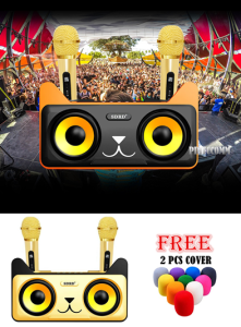 READY STOCK SDRD SD305 Wireless Bluetooth Dual Microphone Karaoke Portable Speaker Home Karaoke