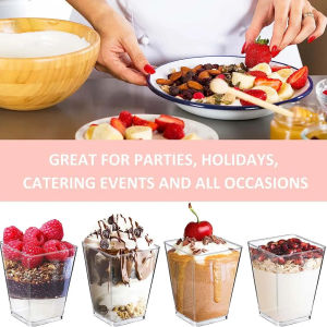 50pcs Square Clear Mousse Cups: Perfect Wedding Party Tableware