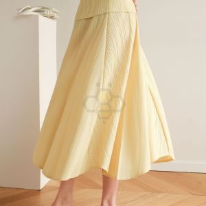 Aiden001 Double-Layer Fabric High-Waist Pleated Commuter Skirt 8130 - Autumn/Spring [8130] - One Size