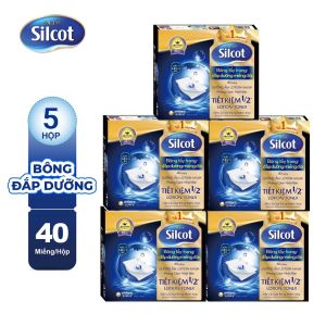 Combo 5 Hộp Bông tẩy trang Silcot đắp dưỡng miếng đôi (40 miếng/hộp)