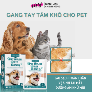 Găng tay tắm khô vệ sinh cho chó mèo khử mùi hôi cao cấp
